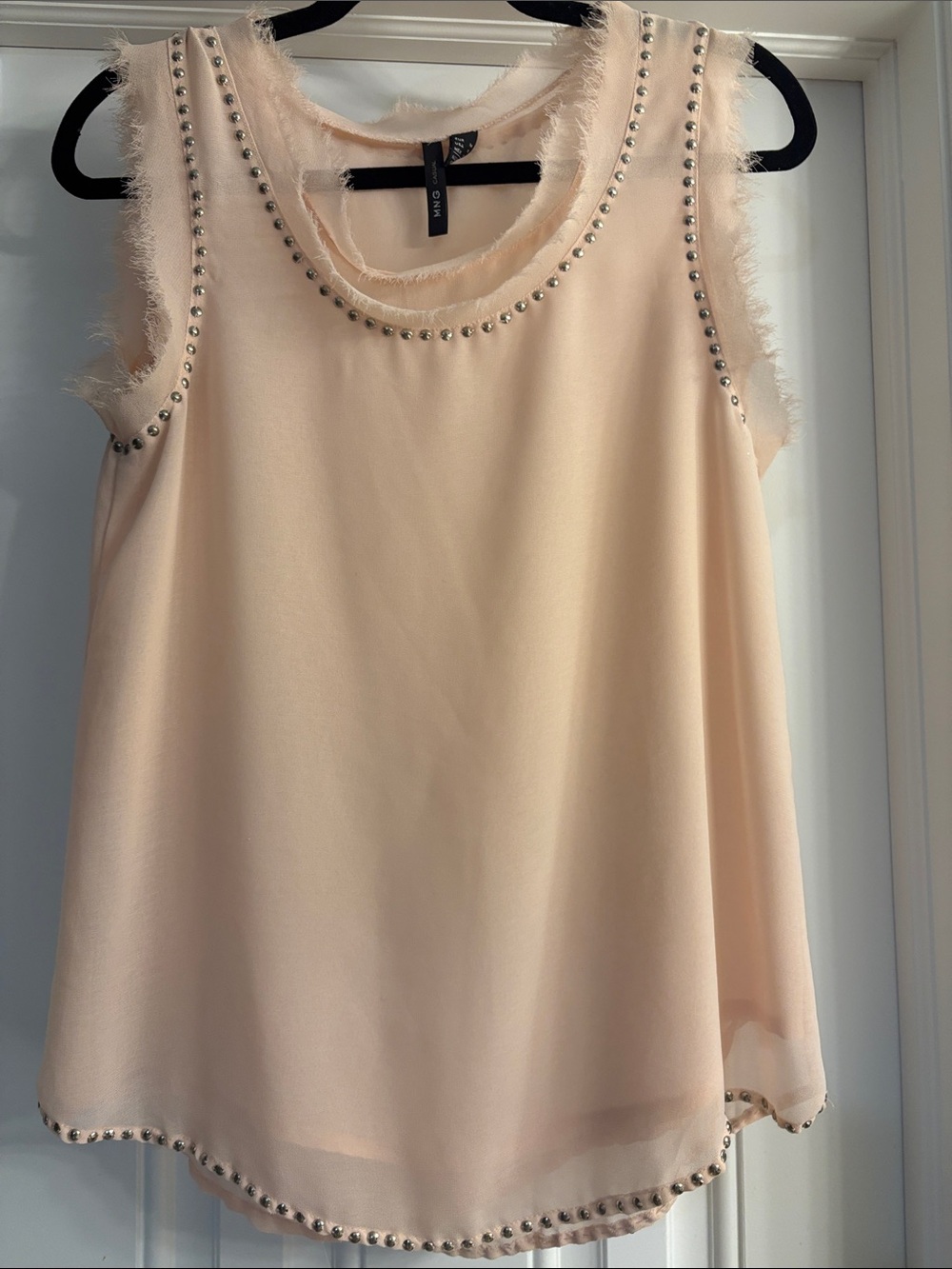 Sleeveless Stud-Trim Blush Top